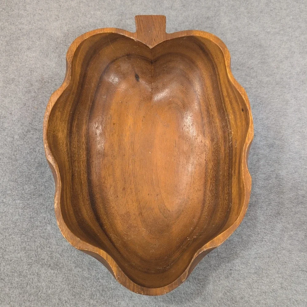 Vintage Wood Grape Bunch Shaped Serving Bowl Rustic Kitchen Decor - Picture 1 of 5